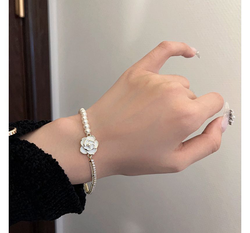 Faux Bracelet Alloy Floral Pearl