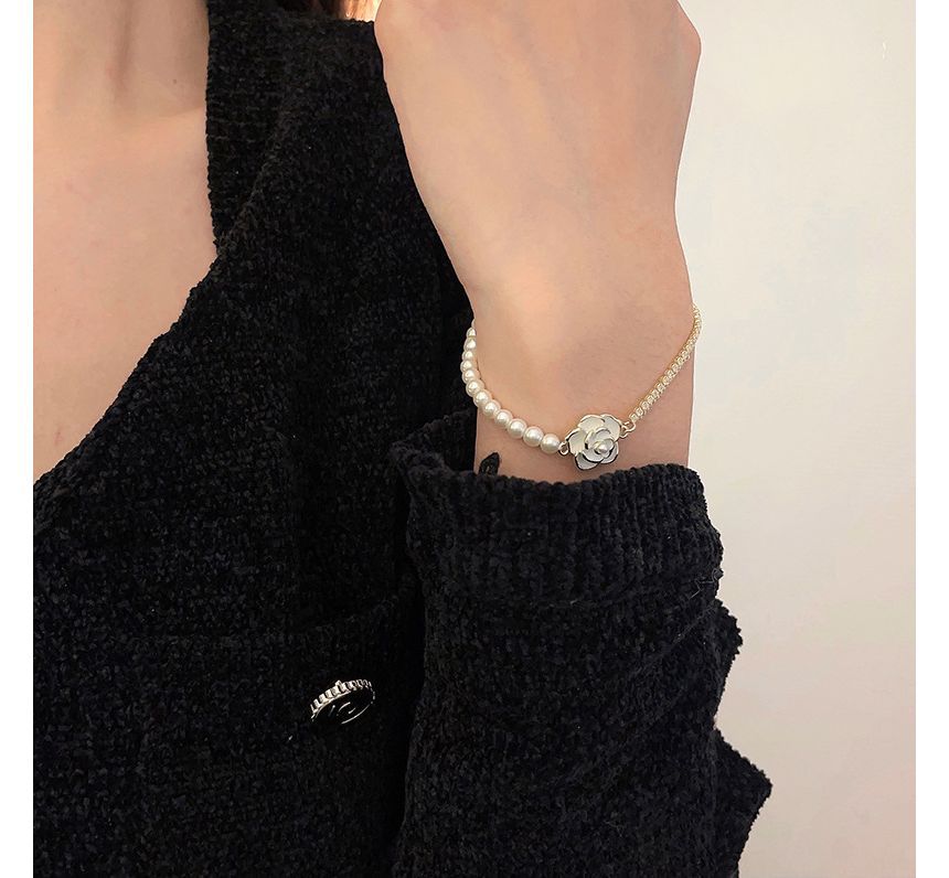 Faux Bracelet Alloy Floral Pearl