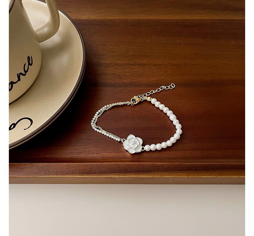 Faux Bracelet Alloy Floral Pearl