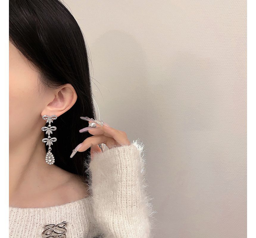 Bow Earring Rhinestone Alloy Dangle