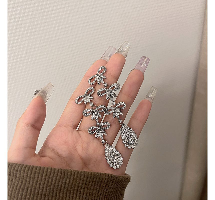 Bow Earring Rhinestone Alloy Dangle