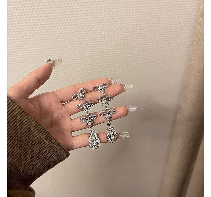 Bow Earring Rhinestone Alloy Dangle