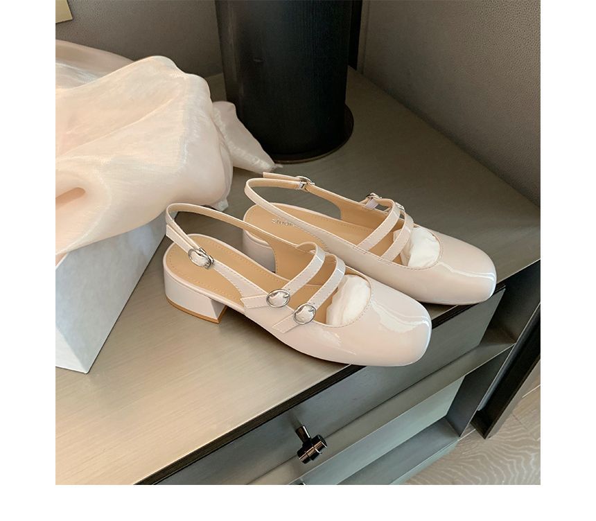 Sandals Slingback Plain Heel Chunky