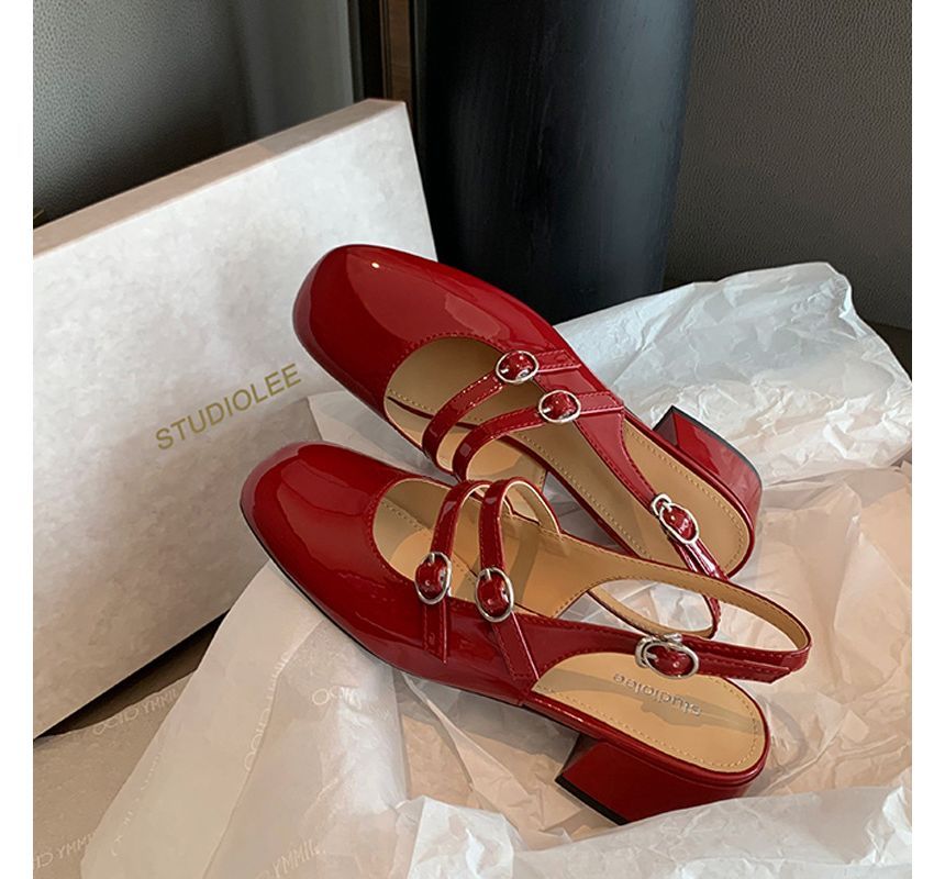 Sandals Slingback Plain Heel Chunky