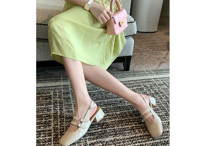 Sandals Slingback Plain Heel Chunky