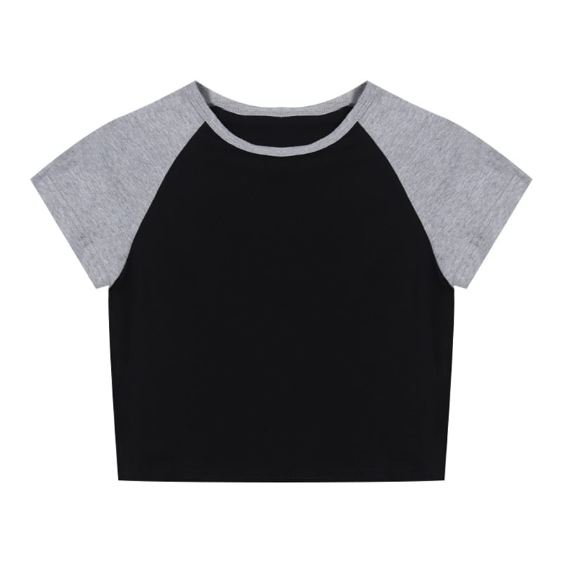 Tee Short-Sleeve Neck Round Crop Raglan