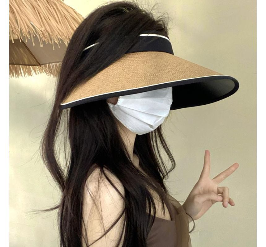 Hat Straw Piped Sun