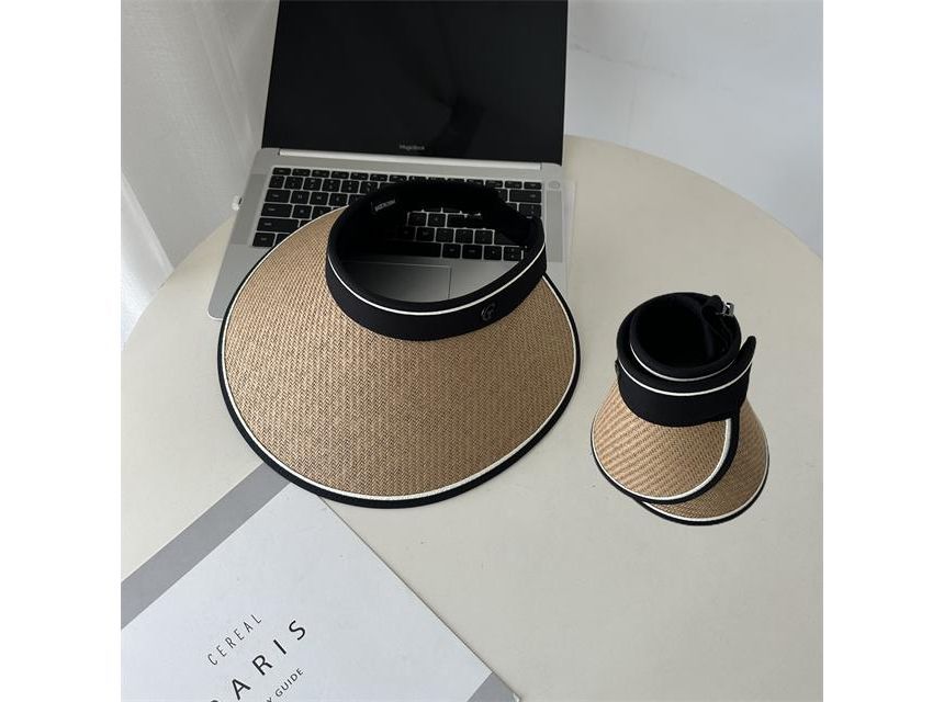 Hat Straw Piped Sun