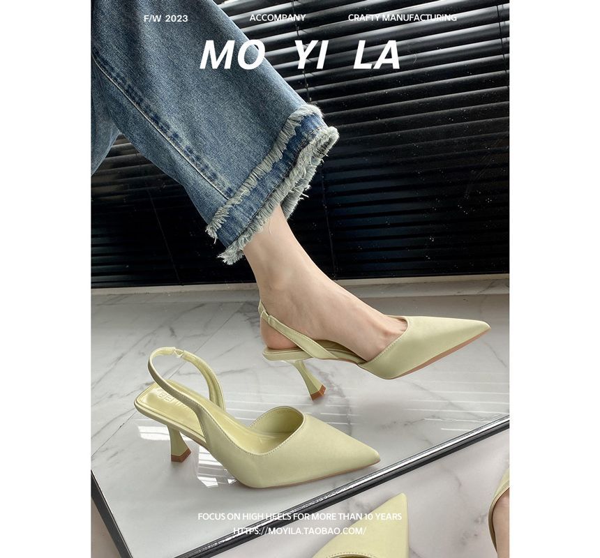 Slingback Mules High Heel Plain