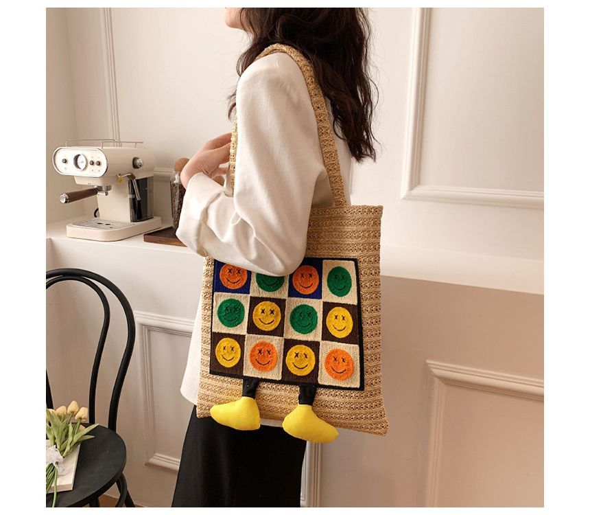 Smiley Face Crochet Tote Bag