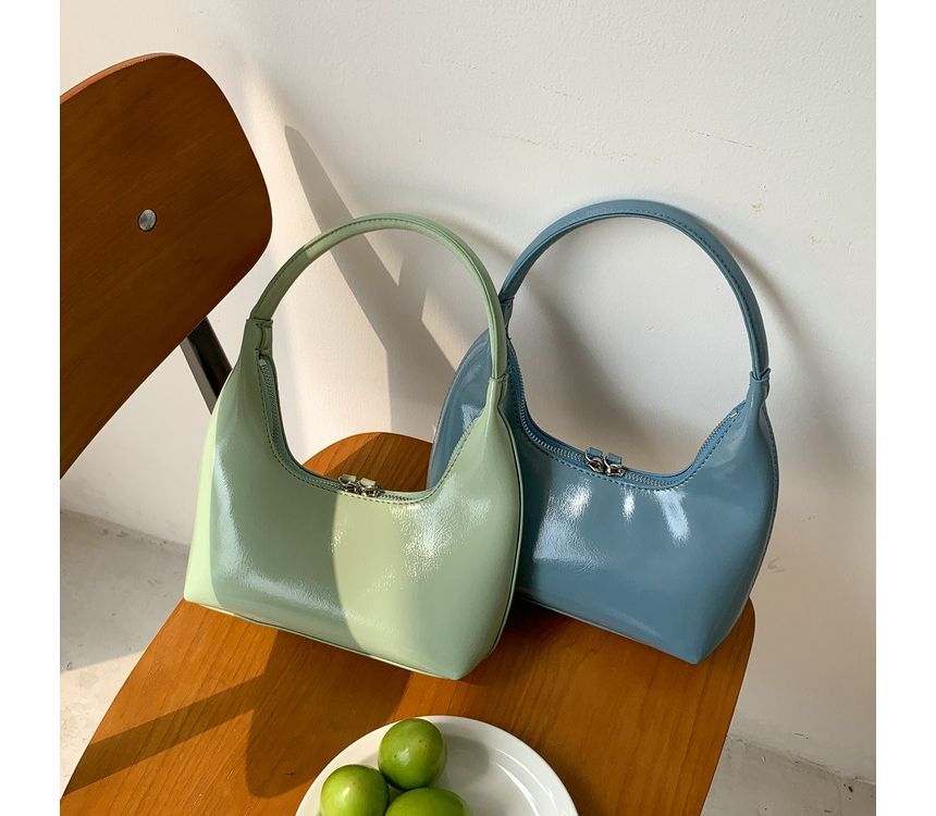 Bag Shoulder Leather Plain Zip Faux