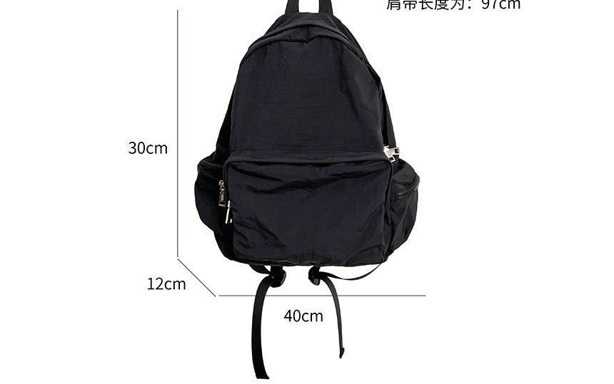 Plain Nylon Zip Backpack