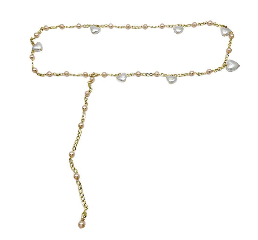 Waist Alloy Belt Chain Faux Heart Pearl