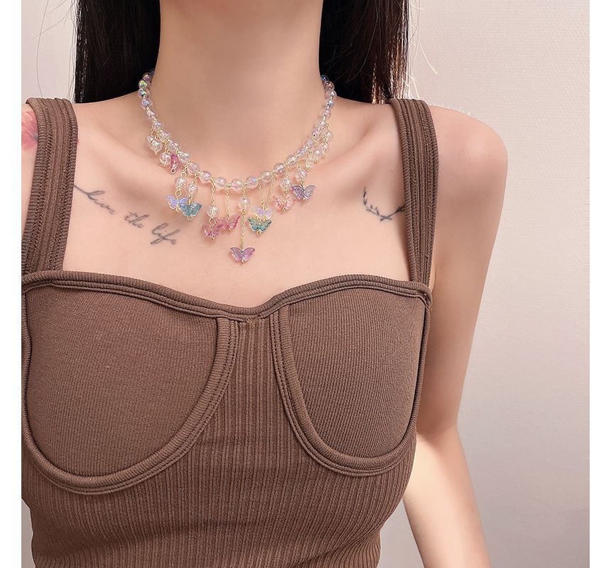 Fringed Choker Butterfly Alloy