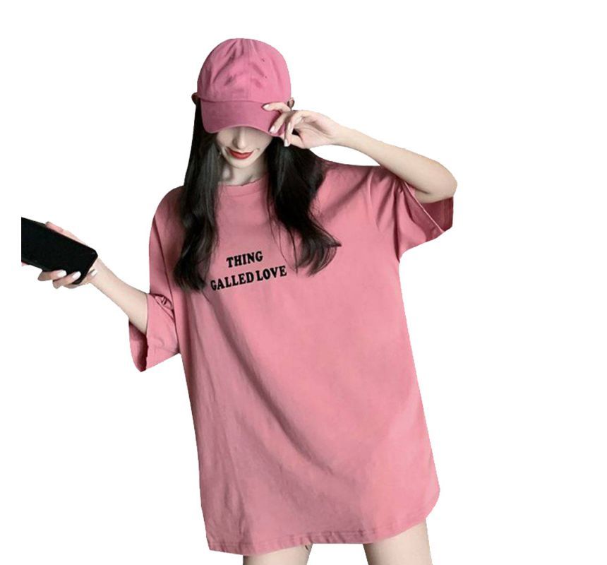 Short-Sleeve Tee Neck Lettering Round