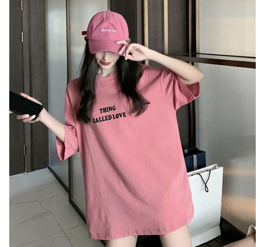 Short-Sleeve Tee Neck Lettering Round