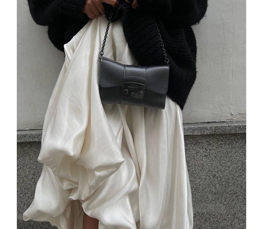 A-Line Skirt Plain Maxi Waist High