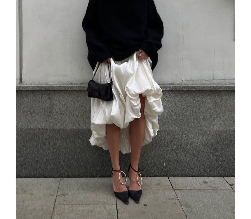 A-Line Skirt Plain Maxi Waist High