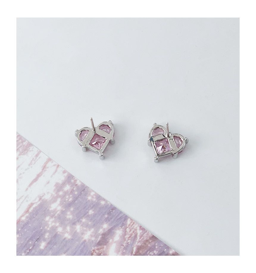 Earring Stud / Rhinestone Heart Clip-On