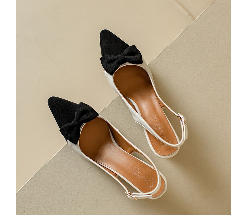 Toe Sandals Heel Pointed Cap Kitten Slingback