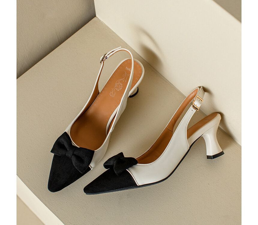 Toe Sandals Heel Pointed Cap Kitten Slingback