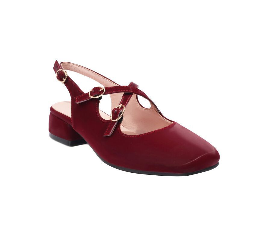 Slingback Cross Toe Heel Square Sandals Chunky Strap