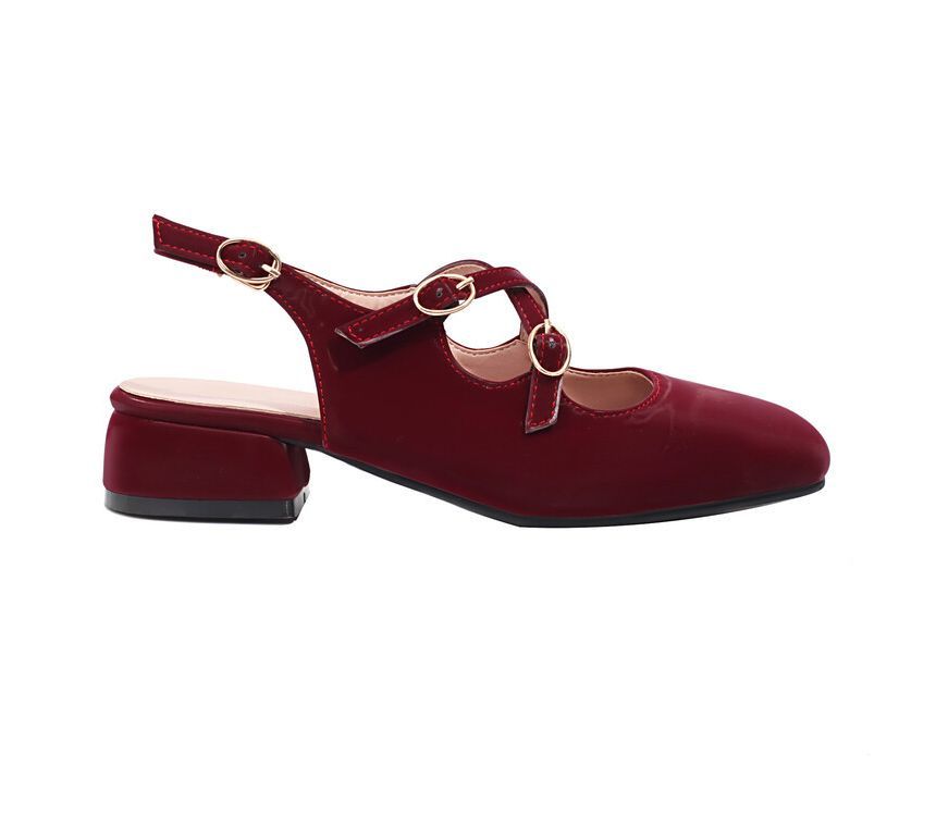 Slingback Cross Toe Heel Square Sandals Chunky Strap