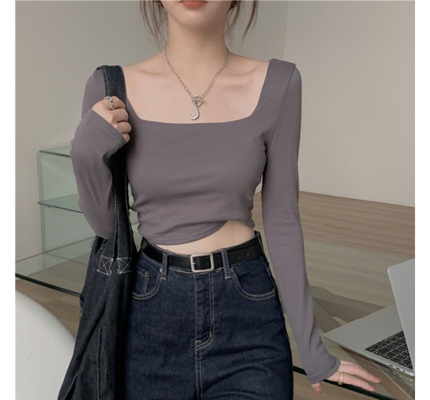 (Various Square-Neck Plain Crop Designs) T-Shirt