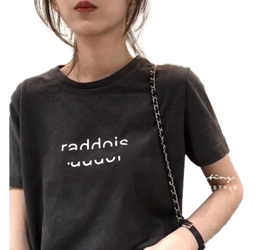 Crew Neck Short-Sleeve T-Shirt Lettering