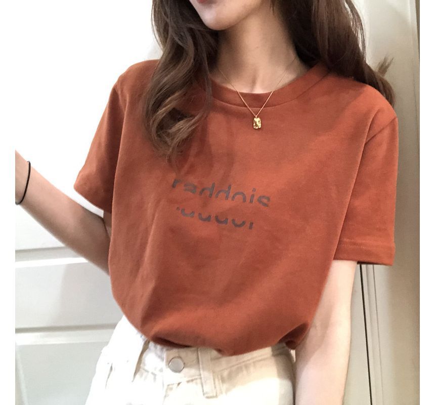 Crew Neck Short-Sleeve T-Shirt Lettering