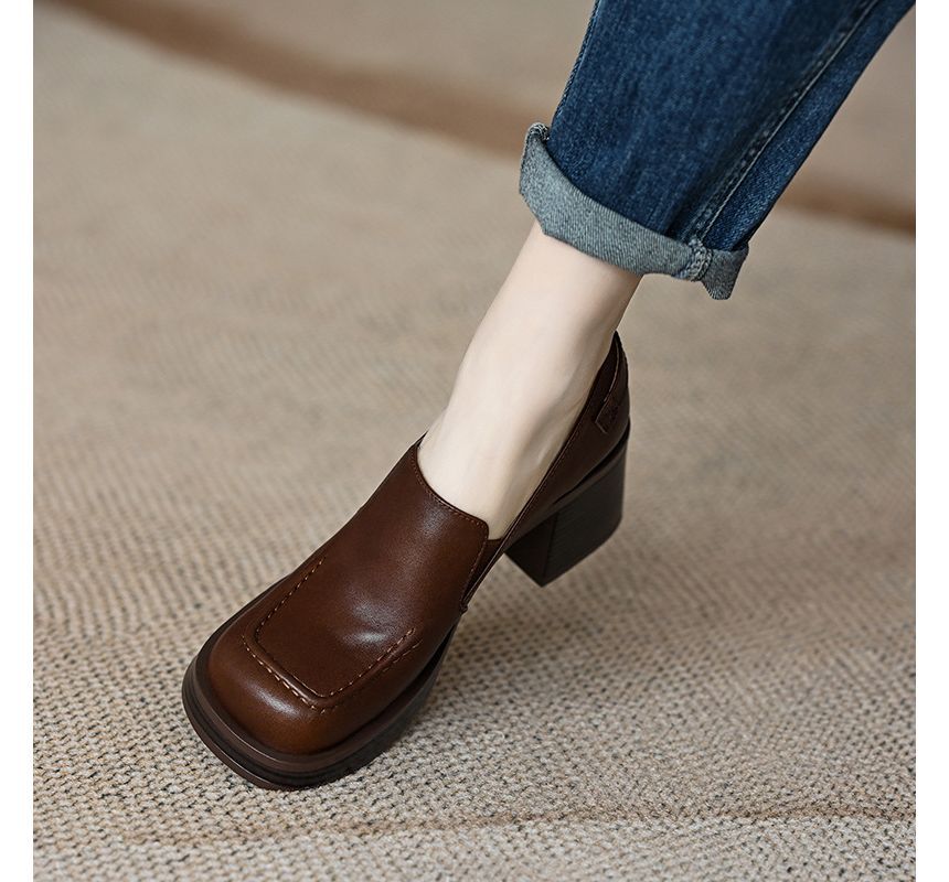 Block-Heel Buckled Loafers
