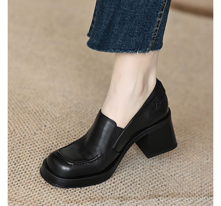 Block-Heel Buckled Loafers