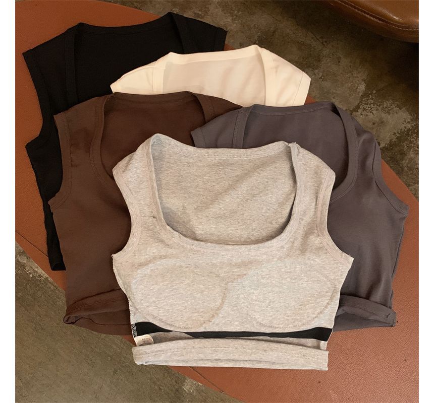 Plain Crop Tank Neck Square Top