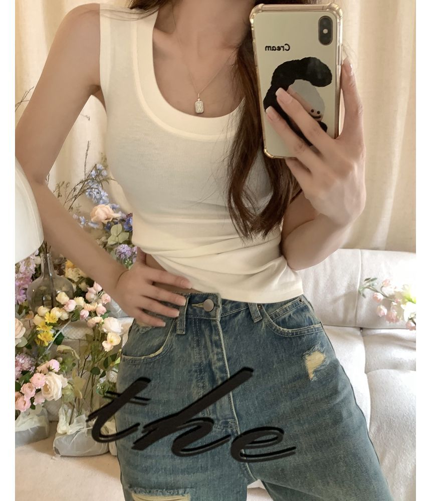 Neck Tank Scoop Plain Top