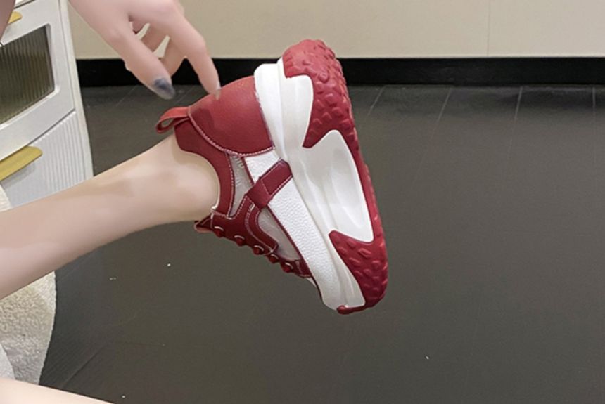 Platform Panel Sneakers Wedge Mesh Hidden
