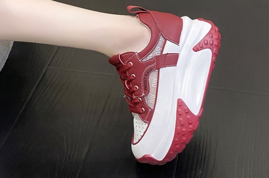 Platform Panel Sneakers Wedge Mesh Hidden