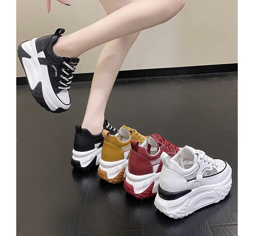 Platform Panel Sneakers Wedge Mesh Hidden
