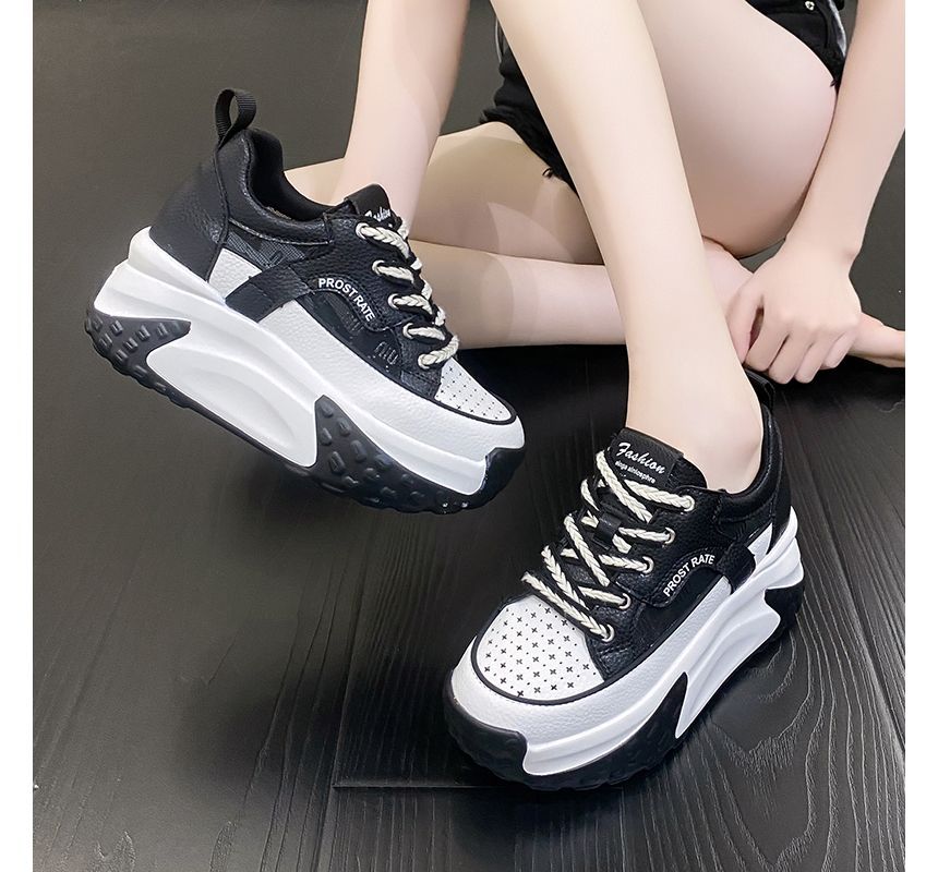 Platform Panel Sneakers Wedge Mesh Hidden