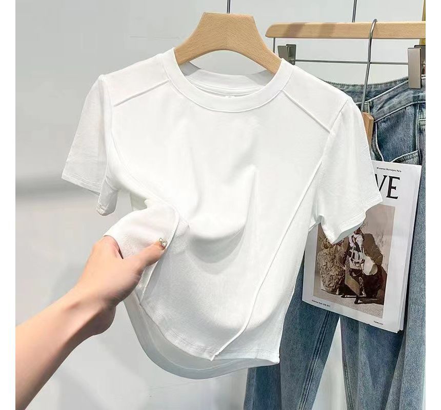 T-Shirt Round Neck Plain Short-Sleeve