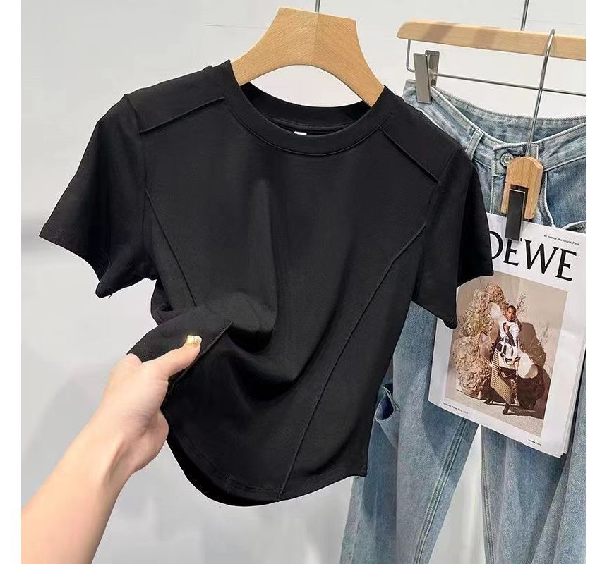 T-Shirt Round Neck Plain Short-Sleeve