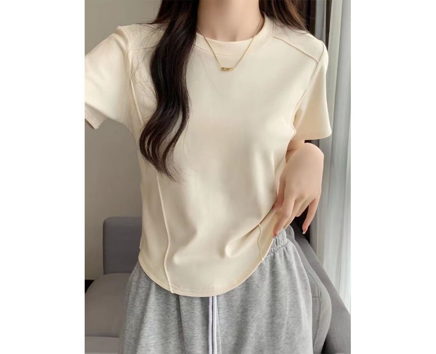 T-Shirt Round Neck Plain Short-Sleeve