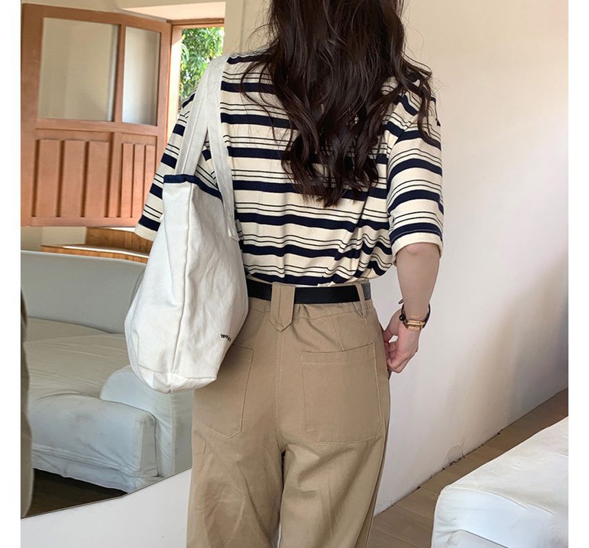 Short-Sleeve Neck T-Shirt Striped Crew