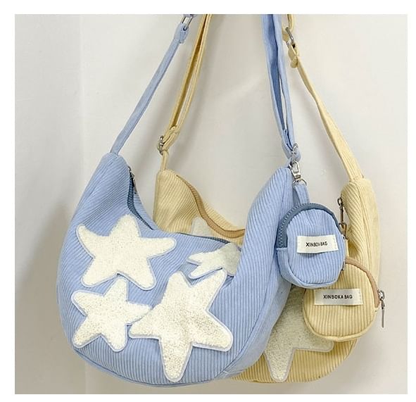 Corduroy Designs) Purse Zipper Coin With Crossbody Pouch Applique (Various Star