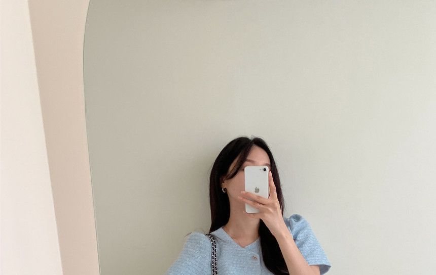 Short Sleeve Round Neck Tweed Blazer