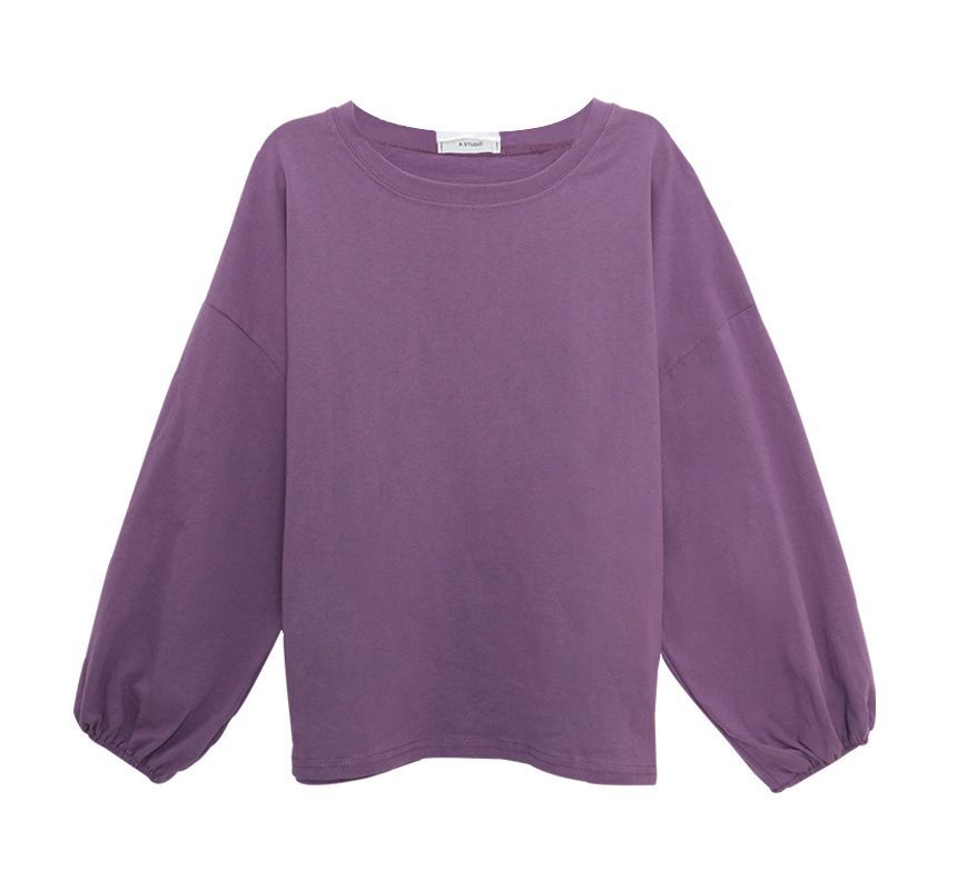 Round Sleeve Plain Balloon Tee Neck