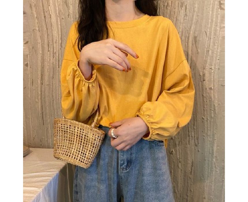 Round Sleeve Plain Balloon Tee Neck