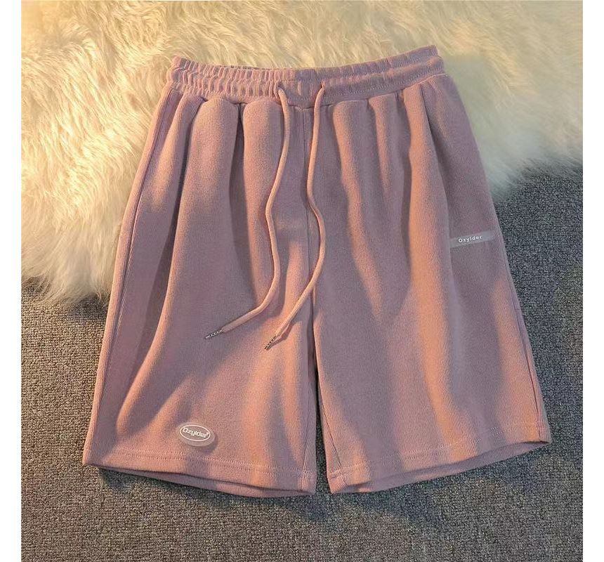 Plain Shorts Sweat Drawstring Waist