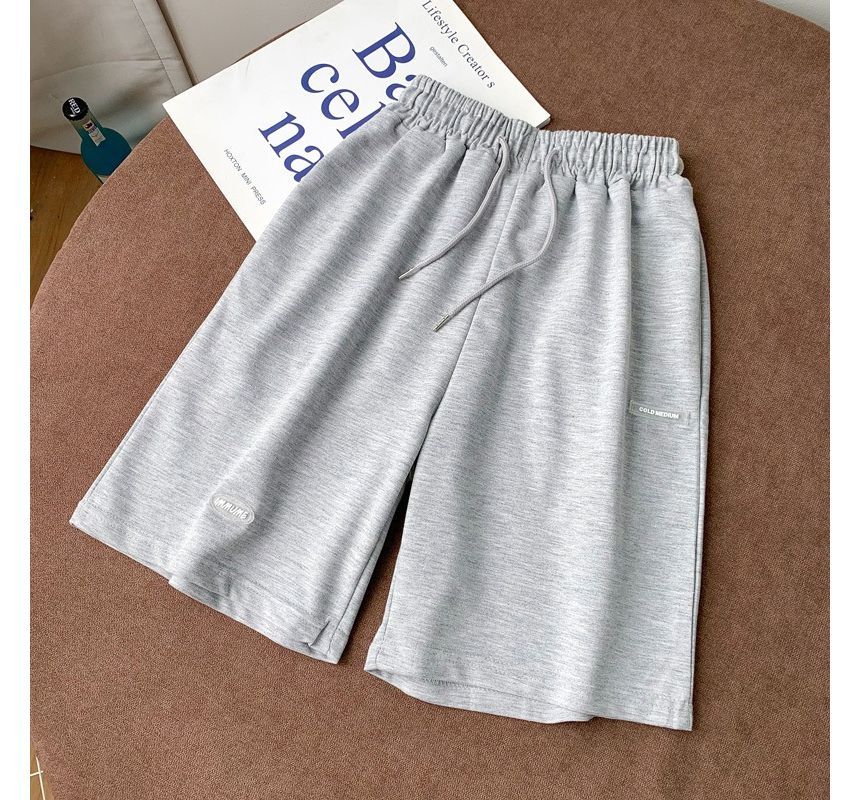 Plain Shorts Sweat Drawstring Waist