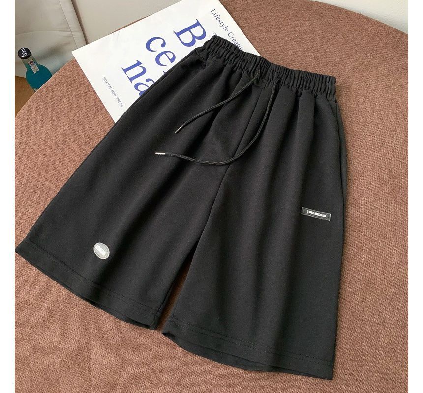 Plain Shorts Sweat Drawstring Waist