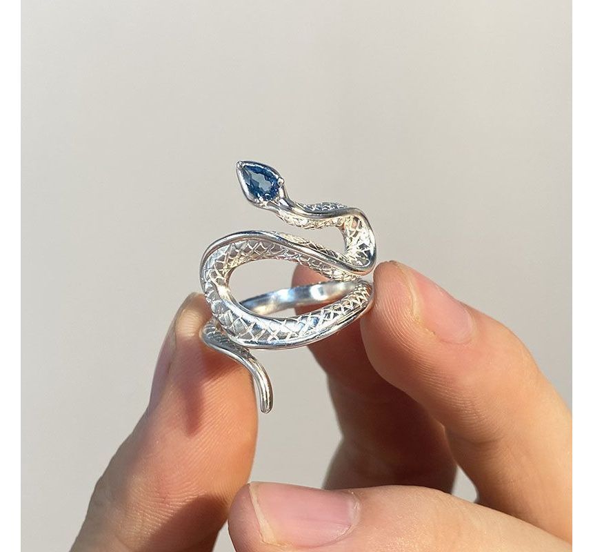 Open Alloy Ring Snake Rhinestone